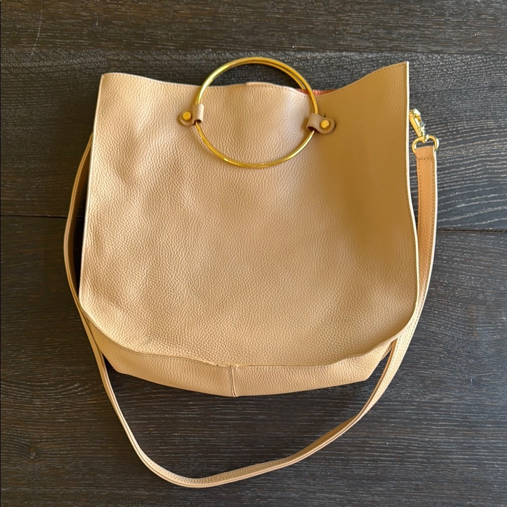 Bon Bonite Elegant Tan Leather Tote Bag